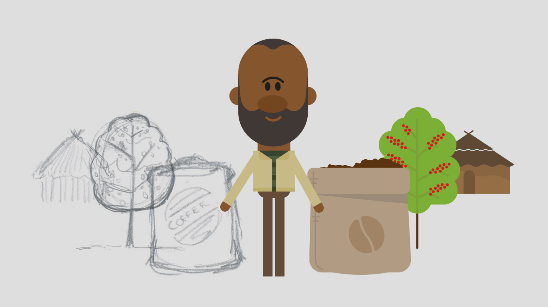 Fairtrade Coffee Explainer Sketch and Vector